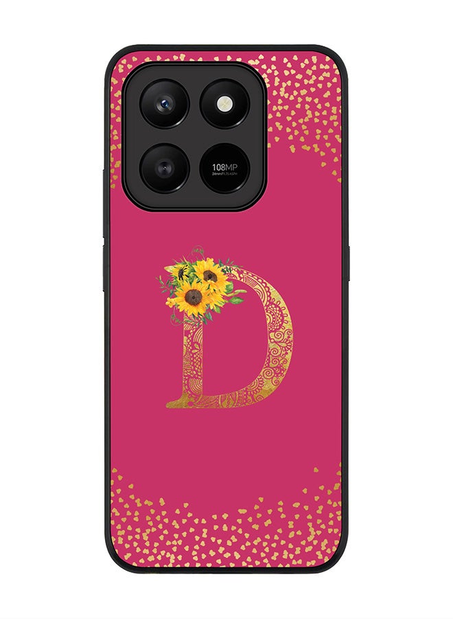 For Honor X7d 4G / X7d 5G / 400 Smart Case,Slim fit Camera Protection, Shockproof Thin Phone cover  - Custom Floral Monogram - D ( Deep Pink )